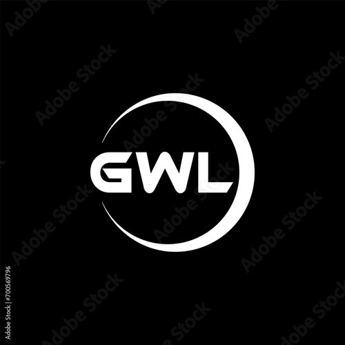 GWL letter logo design with black background in illustrator, cube logo, vector logo, modern alphabet font overlap style. calligraphy designs for logo, Poster, Invitation, etc.