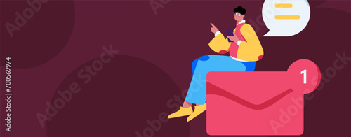 Virtual characters social communication concept business flat vector hand drawn illustration

