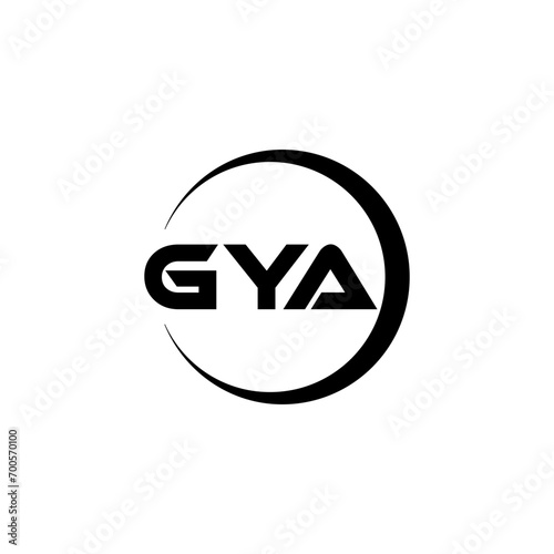 GYA letter logo design with white background in illustrator, cube logo, vector logo, modern alphabet font overlap style. calligraphy designs for logo, Poster, Invitation, etc.