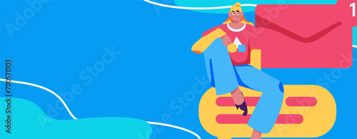 Virtual characters social communication concept business flat vector hand drawn illustration

