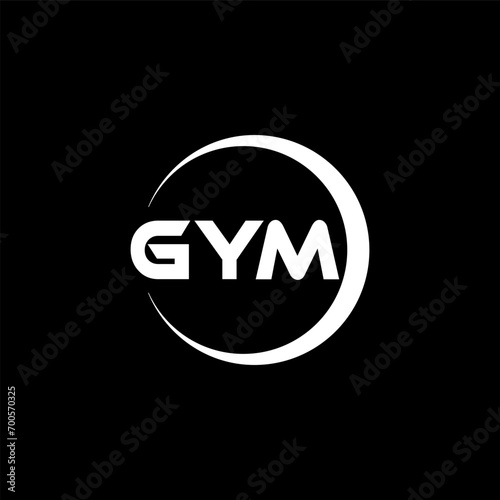 GYM letter logo design with black background in illustrator, cube logo, vector logo, modern alphabet font overlap style. calligraphy designs for logo, Poster, Invitation, etc.