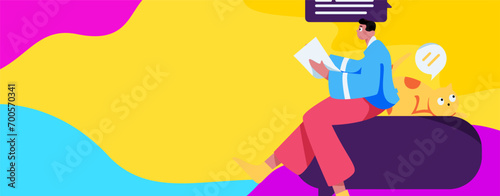 Virtual characters social communication concept business flat vector hand drawn illustration
