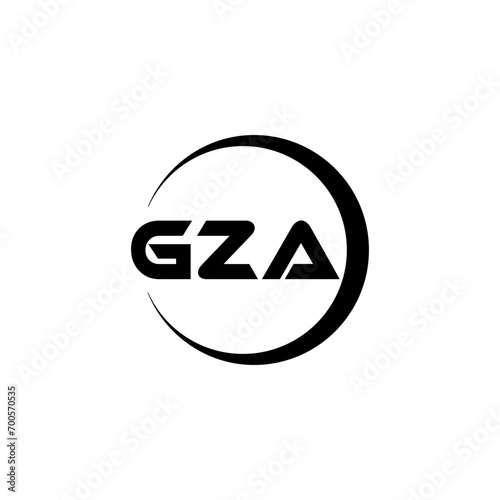 GZA letter logo design with white background in illustrator, cube logo, vector logo, modern alphabet font overlap style. calligraphy designs for logo, Poster, Invitation, etc. photo