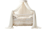 Stylish Baby Crib with Canopy and Plush Bedding on White or PNG Transparent Background