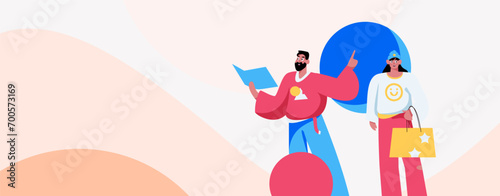 Virtual characters social communication concept business flat vector hand drawn illustration
