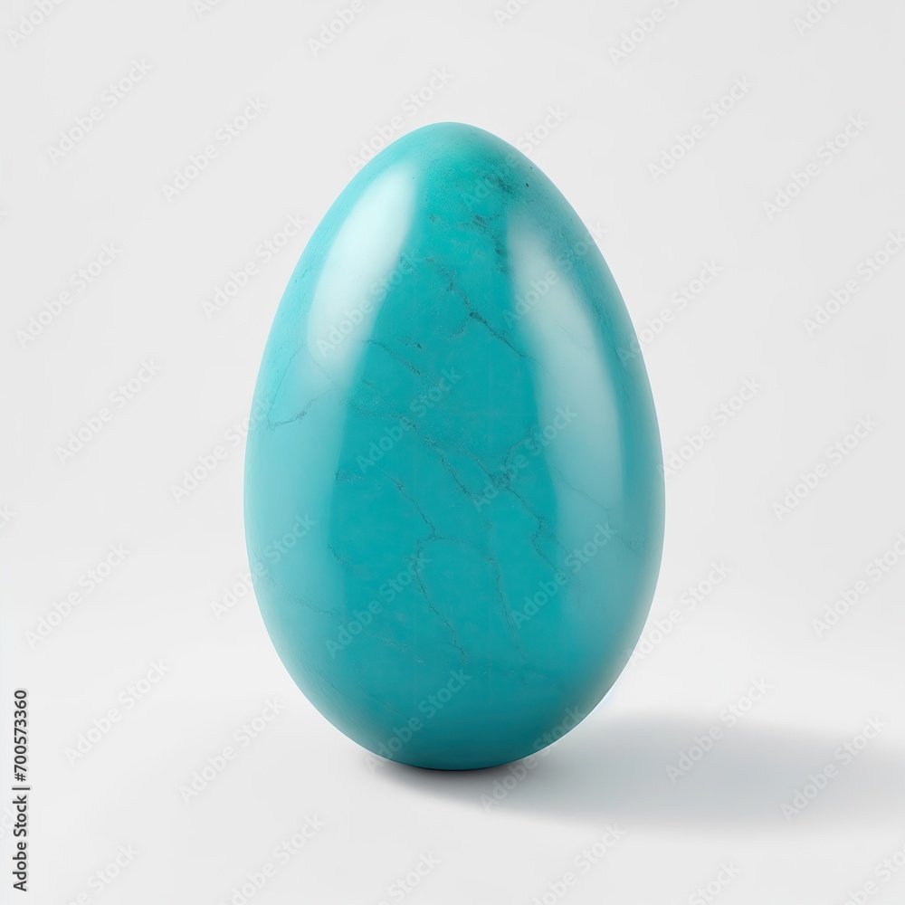 Turquoise stone Egg shape on white background