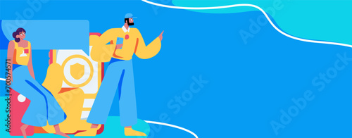Virtual characters social communication concept business flat vector hand drawn illustration
