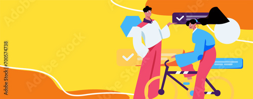 Virtual characters social communication concept business flat vector hand drawn illustration
