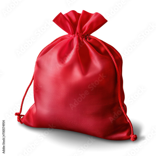 Unic Red Satin Drawstring Pouch on White