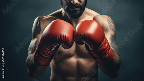 Ready to Fight: Close-up of a boxer's clenched fists, showcasing strength and determination. © Mirador
