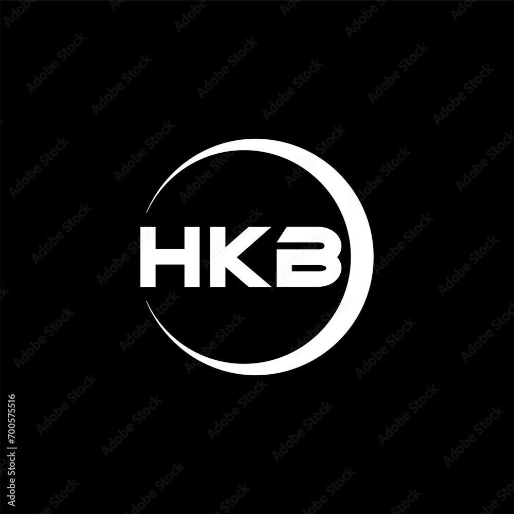 HKB letter logo design with black background in illustrator, cube logo, vector logo, modern alphabet font overlap style. calligraphy designs for logo, Poster, Invitation, etc.