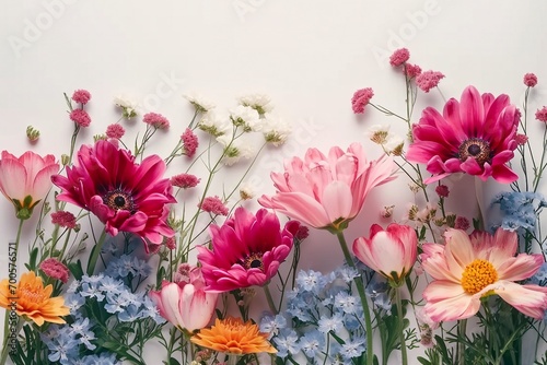 beautiful spring flowers on white background. generative ai.