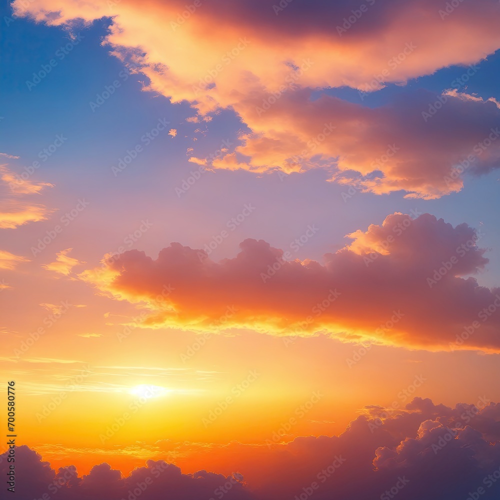 Sunset sky with clouds background