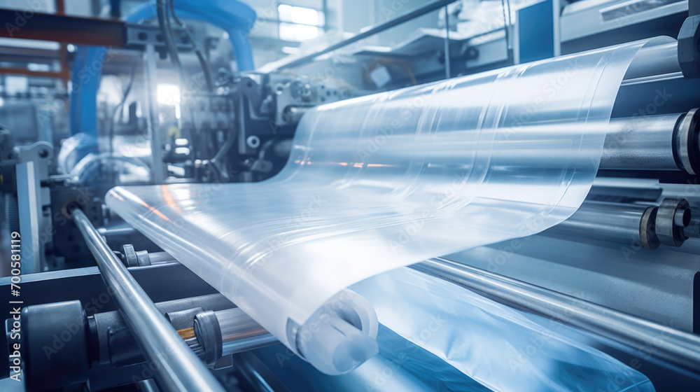 Production of new goods at the factory, modern technologies. Polyethylene Film Transparent Production of new goods at the factory, modern technologies. Polyethylene Film Transparent