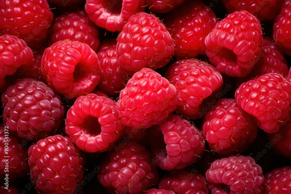 Lots of fresh raspberries Top View Lots of fresh raspberries Top View