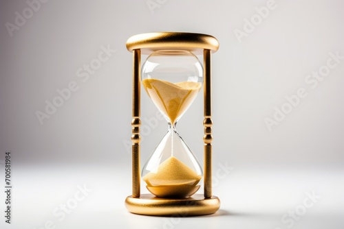 gold sand hourglass isolated on a white background