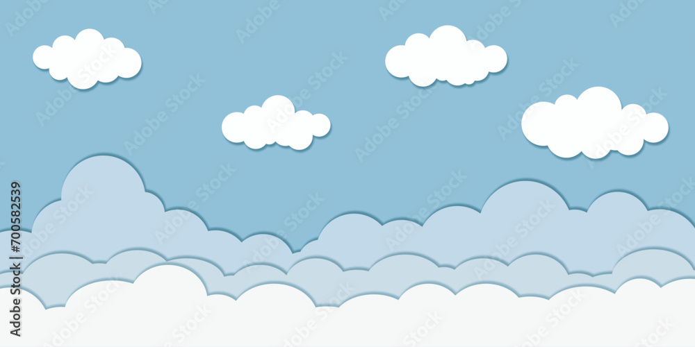 blue sky with clouds paper style blue sky with clouds paper style