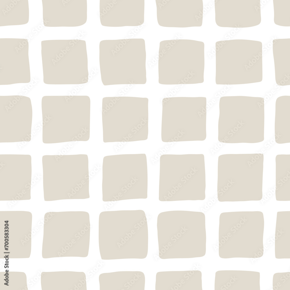 Hand drawn irregular squares grid seamless vector pattern tile on transparent background