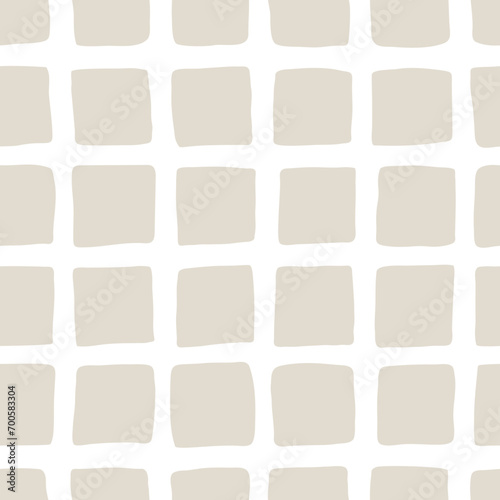 Hand drawn irregular squares grid seamless vector pattern tile on transparent background