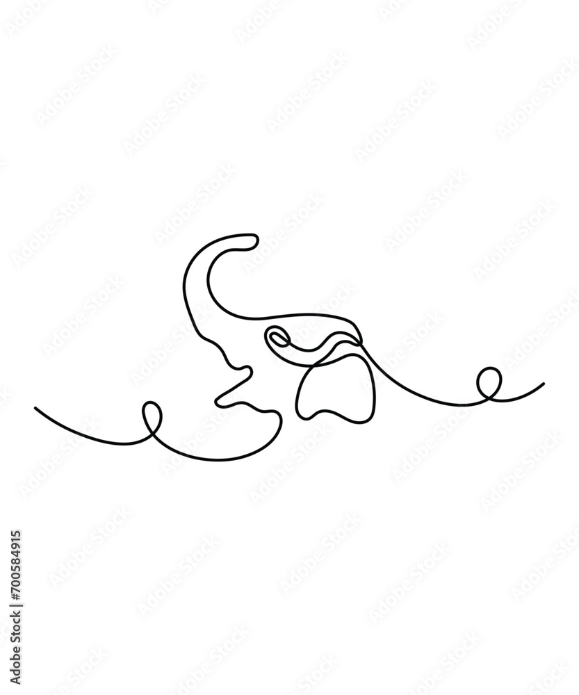 elephant one line art, vector best line icon.