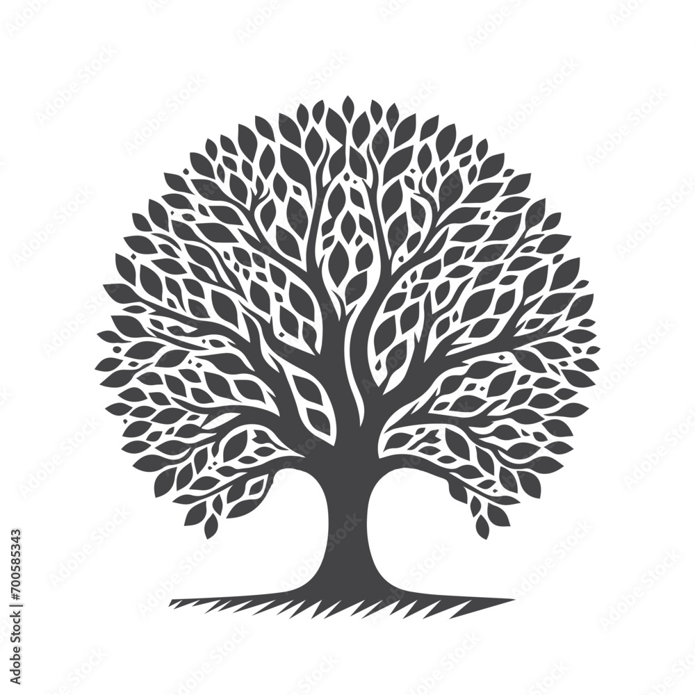 Obraz premium black tree silhouette vector with white background design.