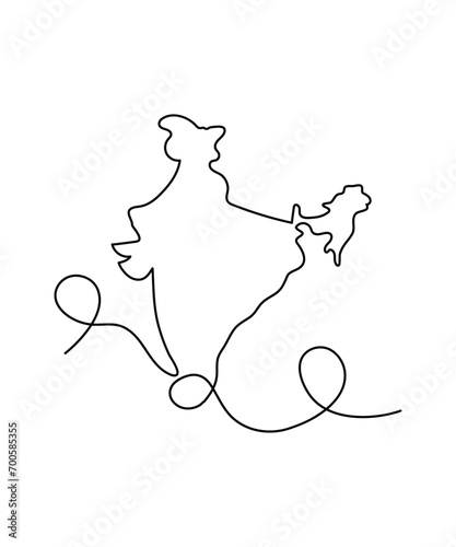 india map one line art, vector best line icon.