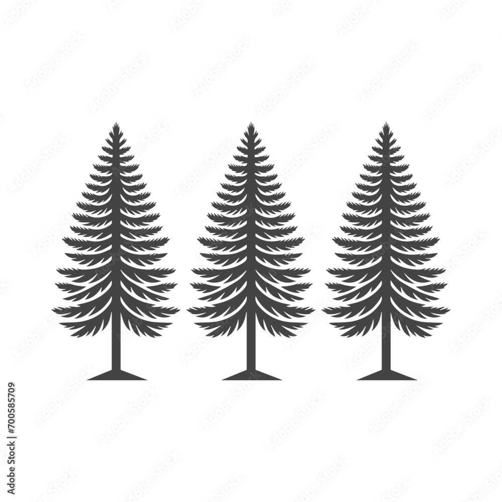 Fototapeta premium black tree silhouette vector with white background design.