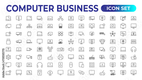 Computer icons Pixel perfect. Network, media, setup,Set of thin line web icon set, simple outline icons collection, Pixel Perfect icons, Simple vector illustration.