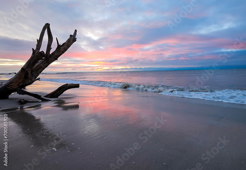 Pink Blue Sunrise Over Ocean © Sandra J Photography