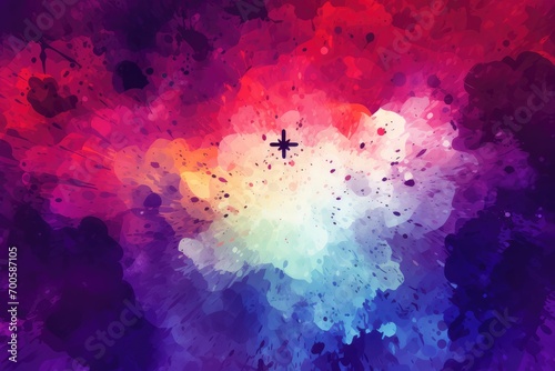 Abstract colorful watercolor background with black cross and with space for your text. Abstract background for February 14: Ash Wednesday
