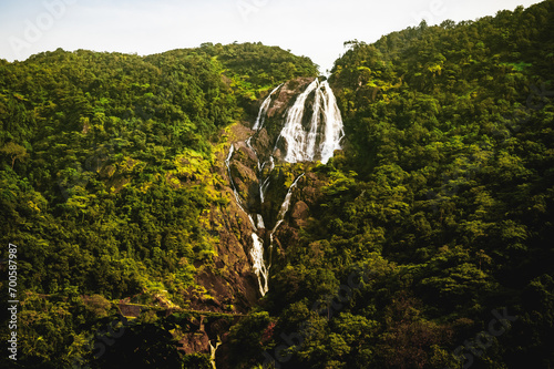 A breathtaking view of Dudhsagar Waterfall, Goa, India.