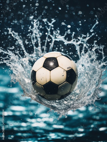 a football ball splashing in water © Vera
