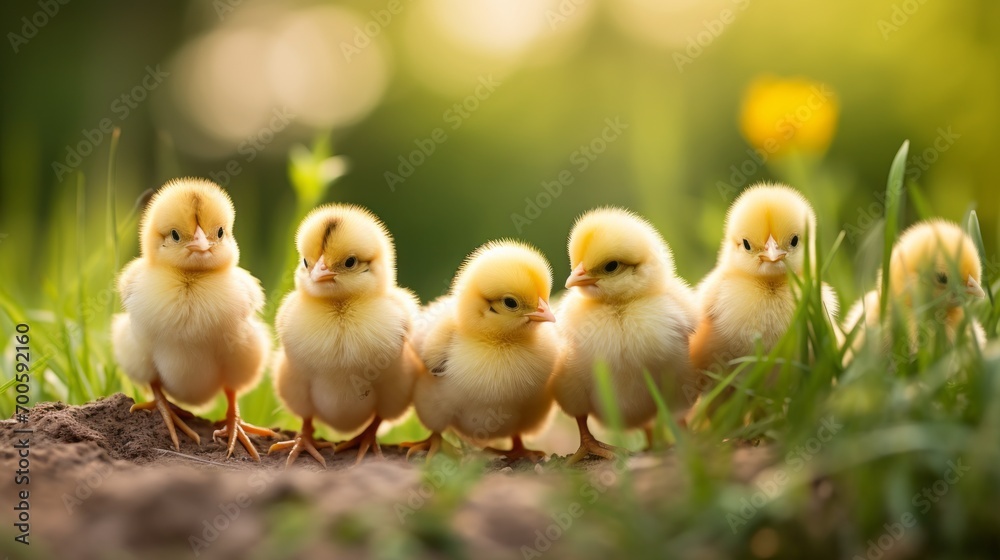 little yellow little chicken at the farm