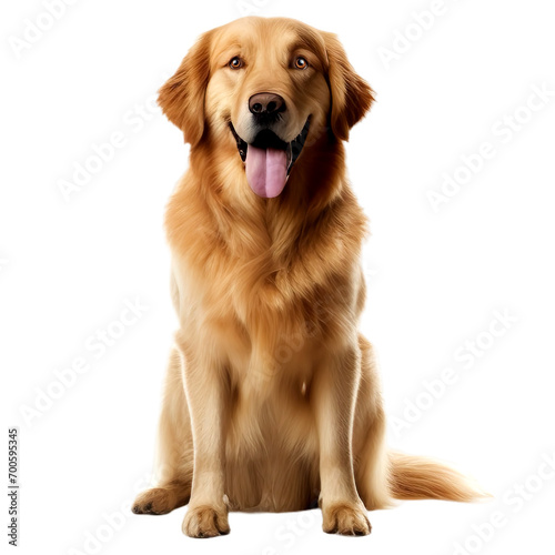 Golden retriever dog sitting  isolated on transparent or white background