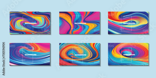 Set of abstract colorful background with blue and black color.