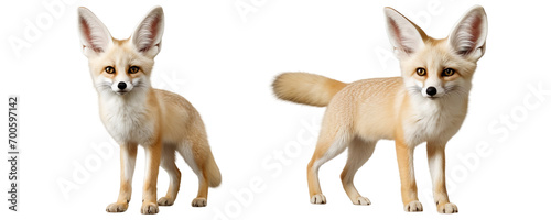 Set of fox multi pose, isolated on transparent of white background