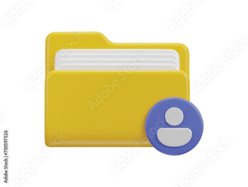 folder with user icon symbol file management database data storage concept 3d icon