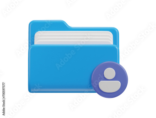 folder with user icon symbol file management database data storage concept 3d icon
