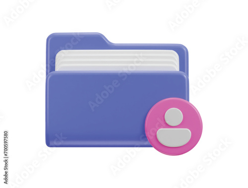 folder with user icon symbol file management database data storage concept 3d icon