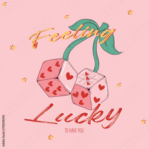 Feeling lucky cherry typography