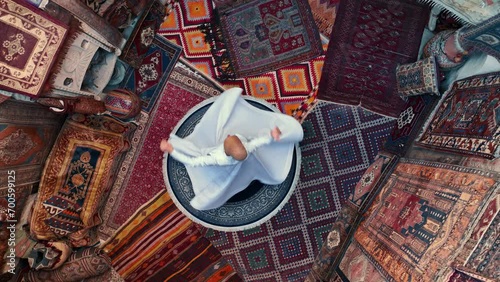 Aerial view of Sufi Whirling Dervish, Turkey photo