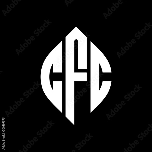 CFC circle letter logo design with circle and ellipse shape. CFC ellipse letters with typographic style. The three initials form a circle logo. CFC Circle Emblem Abstract Monogram Letter Mark Vector.