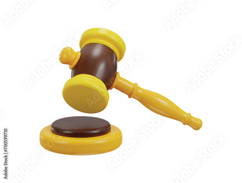 3d judge gavel icon or 3d judgement hammer law gavel icon illustration