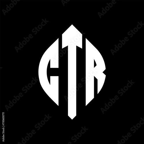 CTR circle letter logo design with circle and ellipse shape. CTR ellipse letters with typographic style. The three initials form a circle logo. CTR Circle Emblem Abstract Monogram Letter Mark Vector.