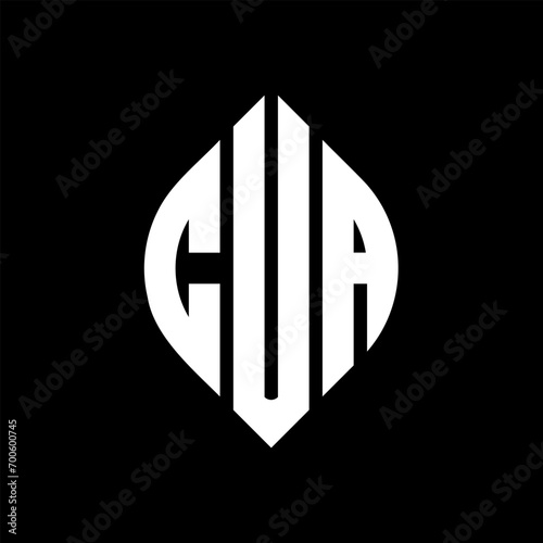 CUA circle letter logo design with circle and ellipse shape. CUA ellipse letters with typographic style. The three initials form a circle logo. CUA Circle Emblem Abstract Monogram Letter Mark Vector.