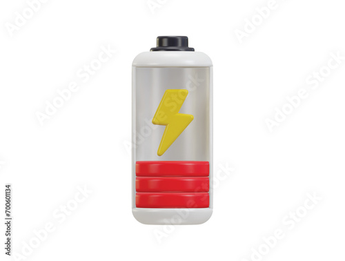 low charging battery icon 3d rendering vector illustration