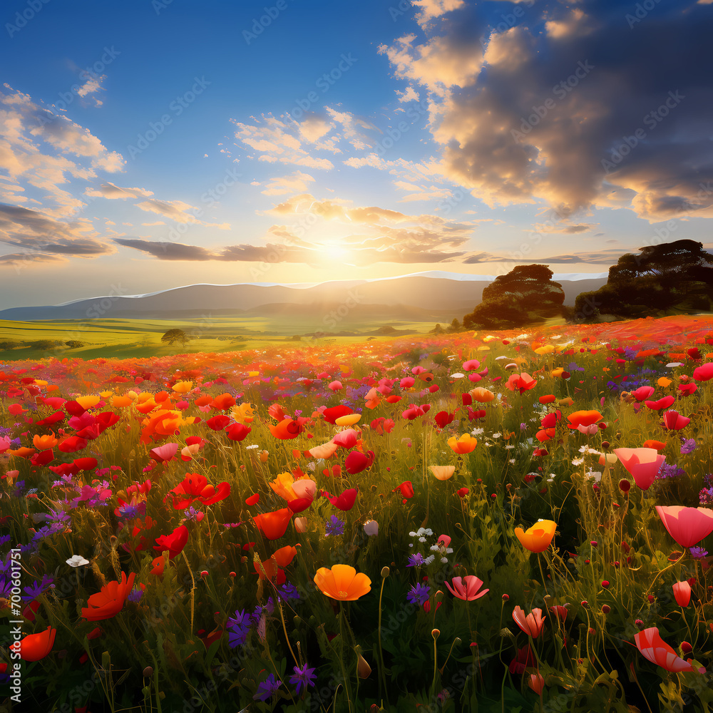 A vibrant field of wildflowers.