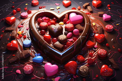 heart shaped Valentine's chocolates and sweets