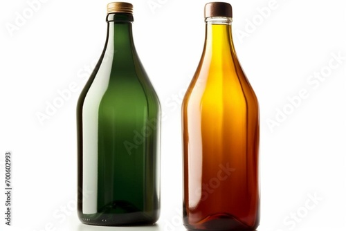 Two bottles isolated on white. Contains clipping path. Generative AI