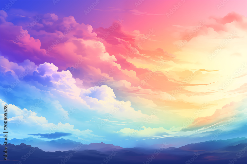 The scenery that can see many pastel clouds floating in the sky.